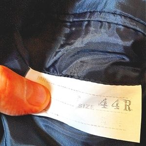 Hand Tailored , navy blue, virgin wool, men's sports jacket. Size 44 regular